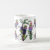 かわいい水色薄紫焼きローラーバード コーヒーマグカップ (中央)