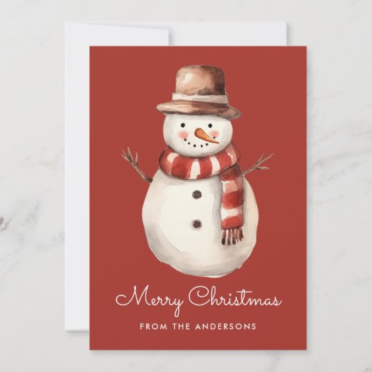 かわいい水色雪だるまメリークリスマスノンフォト シーズンカード (正面)