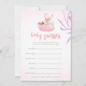 かわいい水色Rhino UnicornベビーガールシャワーInv 招待状 (正面)