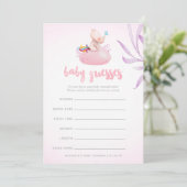 かわいい水色Rhino UnicornベビーガールシャワーInv 招待状 (スタンド正面)
