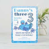 かわいい水遊びのダックの3歳誕生日パーティー招待状 招待状 (スタンド正面)