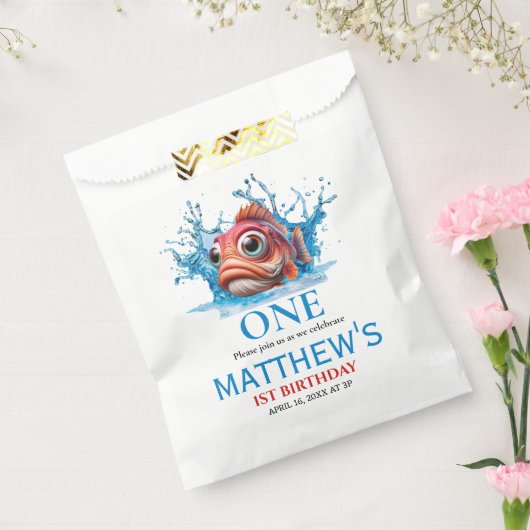 かわいい水青の魚1日の誕生日 フェイバーバッグ (封をした状態)