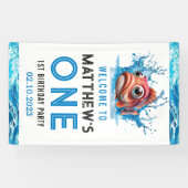 かわいい水青の魚1st誕生日パーティー 横断幕 (横)