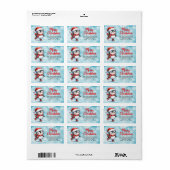 かわいい氷のスケートで滑るペンギンブルーレッドメリークリスマス ラベル (フルシート)