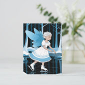 かわいい氷のスケートで滑る妖精の氷の冬の池 ポストカード (スタンド正面)