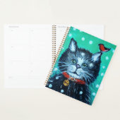 かわいい油絵の猫と鳥のクリスマスグリーティング プランナー手帳 (ディスプレー)