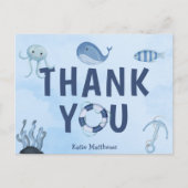かわいい沿岸の赤ちゃんシャワー海動物ありがとう ポストカード (正面)