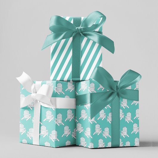 かわいい沿岸ターコイズアディロンドバックチェアパターン ラッピングペーパーシート