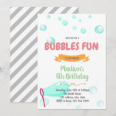 かわいい泡の楽しいパーティー招待状 招待状 (正面/裏面)