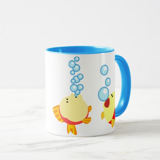 かわいい泡立つカートゥーンフィッシュマグカップ マグカップ (正面右)