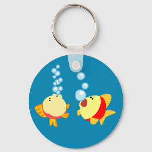 かわいい泡立つ漫画の魚のキーチェーン キーホルダー