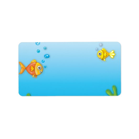 かわいい泡魚の水中シーン ラベル (正面)