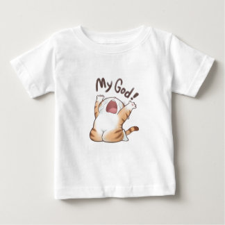 かわいい泣き叫び猫ミームおもしろいTシャツ ベビーTシャツ