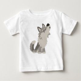 かわいい泣き叫ぶアニメのオオカミベビーTシャツ ベビーTシャツ