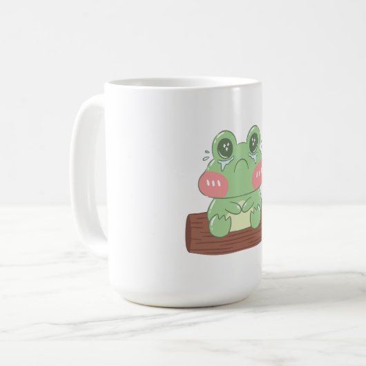 かわいい泣き顔のカエル 子供Tシャツ | かわいいカエル コーヒーマグカップ (正面左)