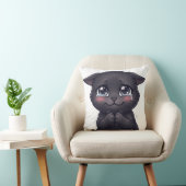 かわいい泣き顔の黒猫のキャンバスウォールアート クッション (椅子)