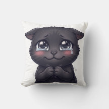 かわいい泣き顔の黒猫のキャンバスウォールアート