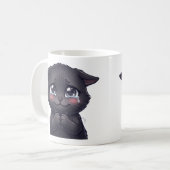 かわいい泣き顔の黒猫のキャンバスウォールアート コーヒーマグカップ (正面左)