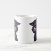 かわいい泣き顔の黒猫のキャンバスウォールアート コーヒーマグカップ (中央)