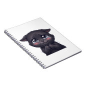 かわいい泣き顔の黒猫のキャンバスウォールアート ノートブック (右側)