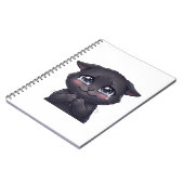 かわいい泣き顔の黒猫のキャンバスウォールアート ノートブック (左側)
