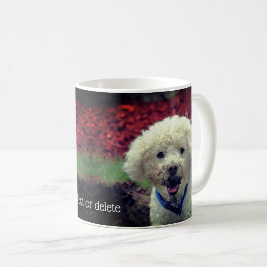 かわいい泥だらけの顔のプードルパーソナライズされた コーヒーマグカップ (正面右)