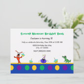 かわいい泥地モンスターのケージャンの子供の誕生日 招待状 (スタンド正面)