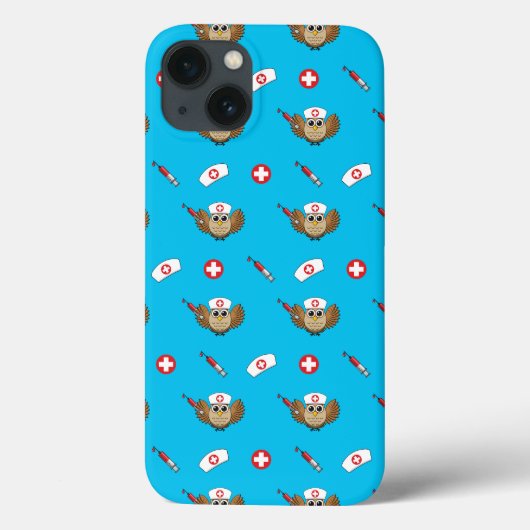 かわいい注射器を持つ看護師のフクロウの漫画 Case-Mate iPhoneケース (裏面)