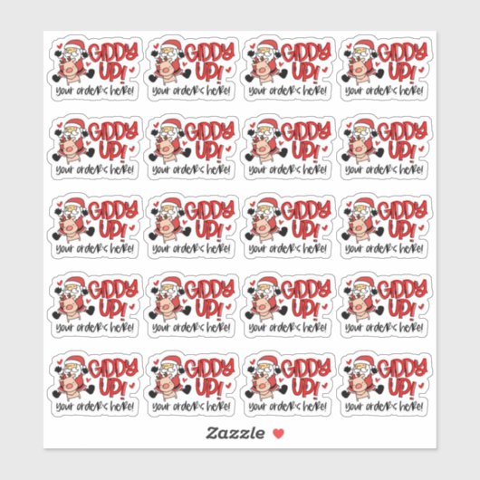 かわいい注文はこちらクリスマスサンタビジネス シール (シート)