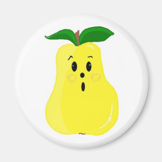 かわいい洋梨の顔 マグネット (正面)
