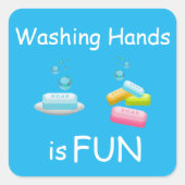 かわいい洗濯の手はおもしろい スクエアシール (正面)