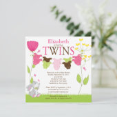 かわいい洗濯ひも ツインズベビーシャワーのご招待 招待状 (スタンド正面)