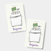 かわいい洗濯機のイラスト（洗濯物） バッジ (正面＆裏面)