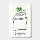 かわいい洗濯機のイラスト（洗濯物） バッジ (裏面)