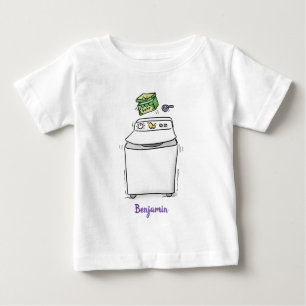 かわいい洗濯機のランドリーのキャラクターイラスト ベビーTシャツ