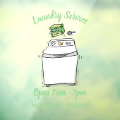 かわいい洗濯機ランドリー漫画イラストレーション ウィンドウサイン (シート3)