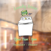 かわいい洗濯機ランドリー漫画イラストレーション ウィンドウサイン (シート2)