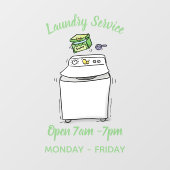 かわいい洗濯機ランドリー漫画イラストレーション ウィンドウサイン (シート)