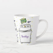 かわいい洗濯機ランドリー漫画イラストレーション カフェラテマグ (右)