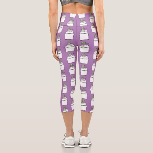 かわいい洗濯機ランドリー漫画イラストレーション カプリレギンス (裏面)