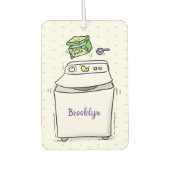 かわいい洗濯機ランドリー漫画イラストレーション カーエアーフレッシュナー (正面)