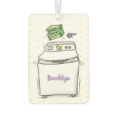 かわいい洗濯機ランドリー漫画イラストレーション カーエアーフレッシュナー (裏面)