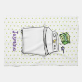 かわいい洗濯機ランドリー漫画イラストレーション キッチンタオル (横)