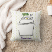 かわいい洗濯機ランドリー漫画イラストレーション クッション (ブランケット)