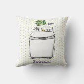 かわいい洗濯機ランドリー漫画イラストレーション クッション (裏面)