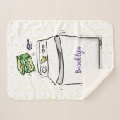 かわいい洗濯機ランドリー漫画イラストレーション シェルパブランケット (正面(横))