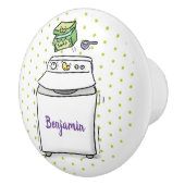 かわいい洗濯機ランドリー漫画イラストレーション セラミックノブ (右)