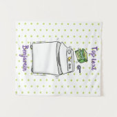 かわいい洗濯機ランドリー漫画イラストレーション タペストリー (正面(横))