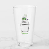 かわいい洗濯機ランドリー漫画イラストレーション タンブラーグラス (裏面)