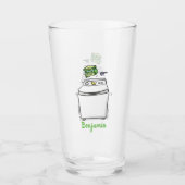 かわいい洗濯機ランドリー漫画イラストレーション タンブラーグラス (正面)